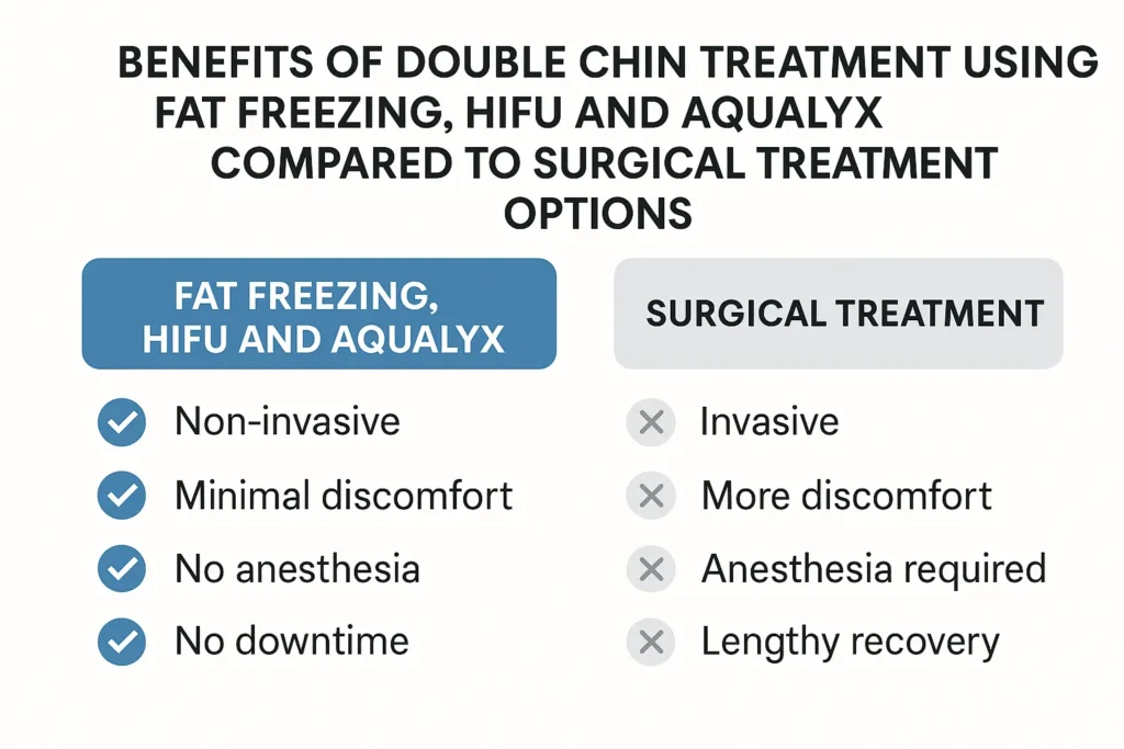 Graphic about the benefits of double chin treatment Winchmore Hill - from LA LIPO