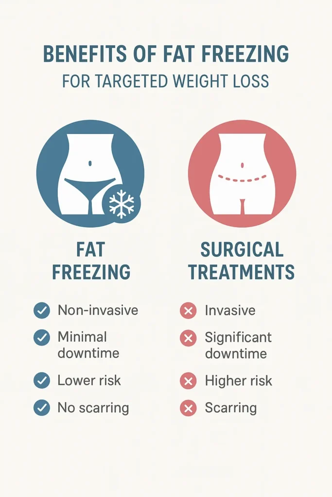 graphic showing the benefits of fat freezing Winchmore Hill