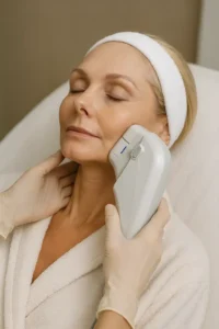 Woman receiving HIFU non surgical facelift treatment Winchmore Hill